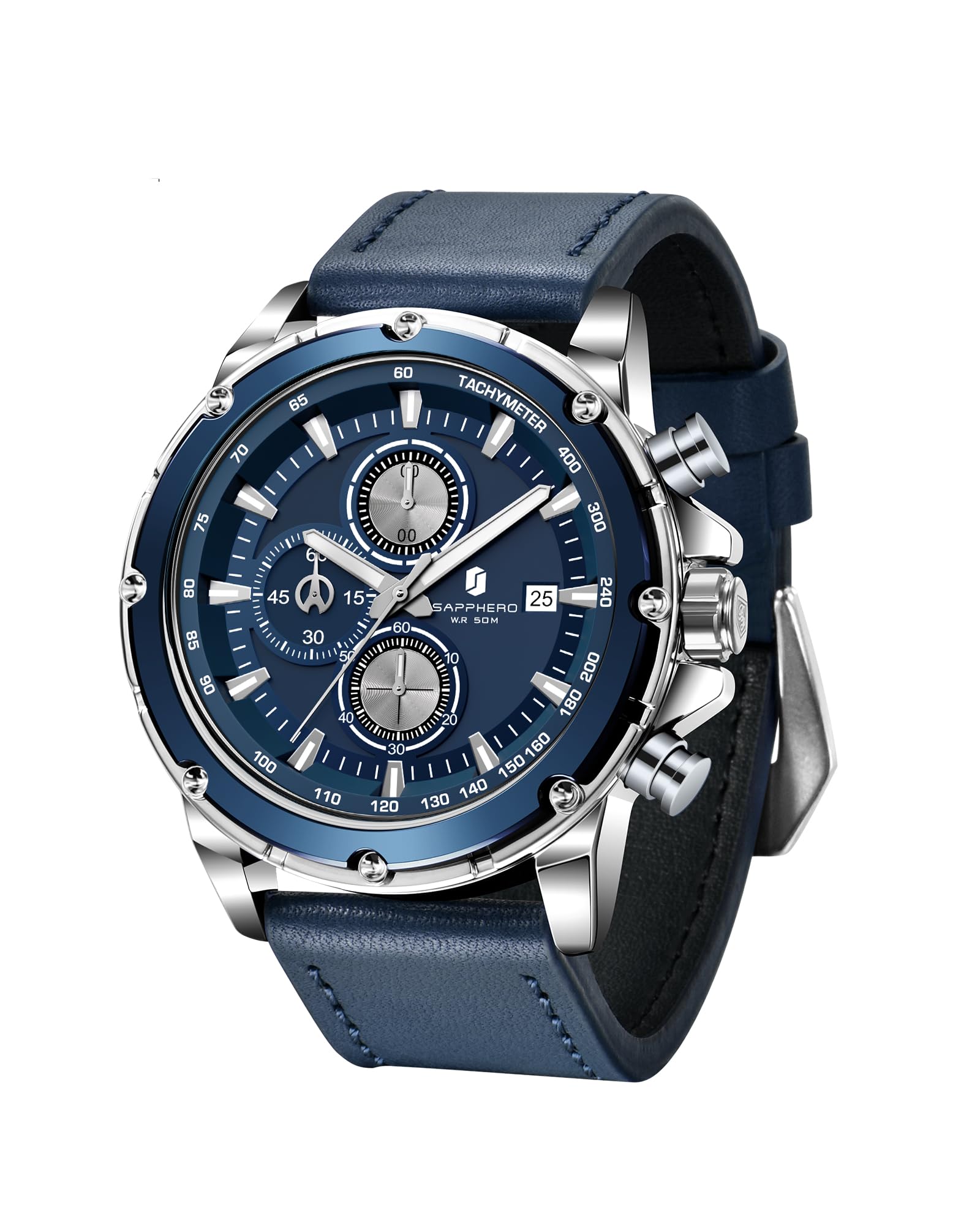 BENYAR by Montre Homme Montres Bracelet pour Homme chronographe étanche avec Calendrier Luxe Sport habillée Cadeau Montres NoëlCadeau Fête des Pères Bracelet en Cuir/Acier Inoxydable