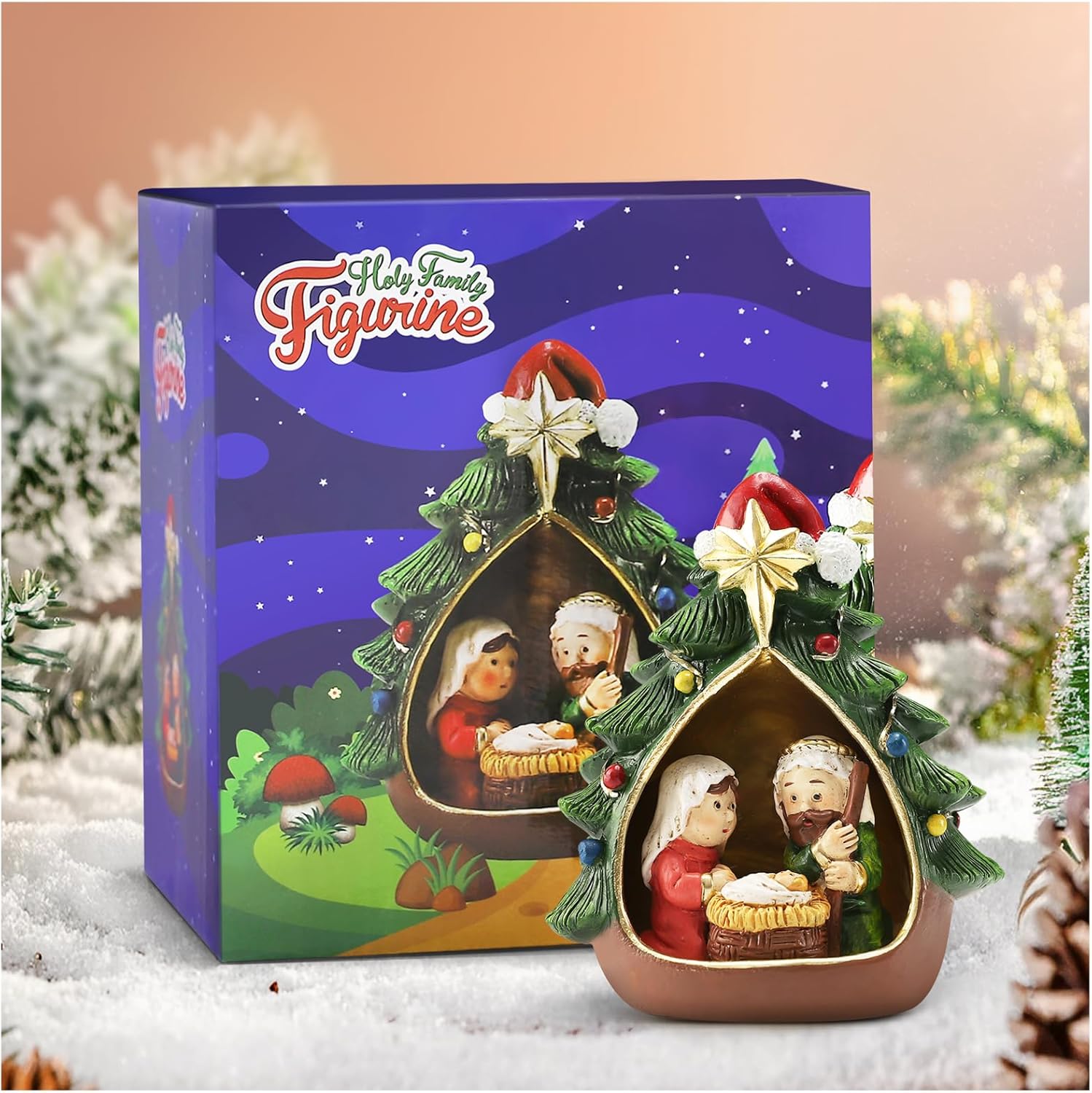 Wonder Solar Décorations De Crèche De Noël – 9 Pièces De 19 Cm Avec Figurines Sainte Famille Pour Décoration De Noël Intérieure