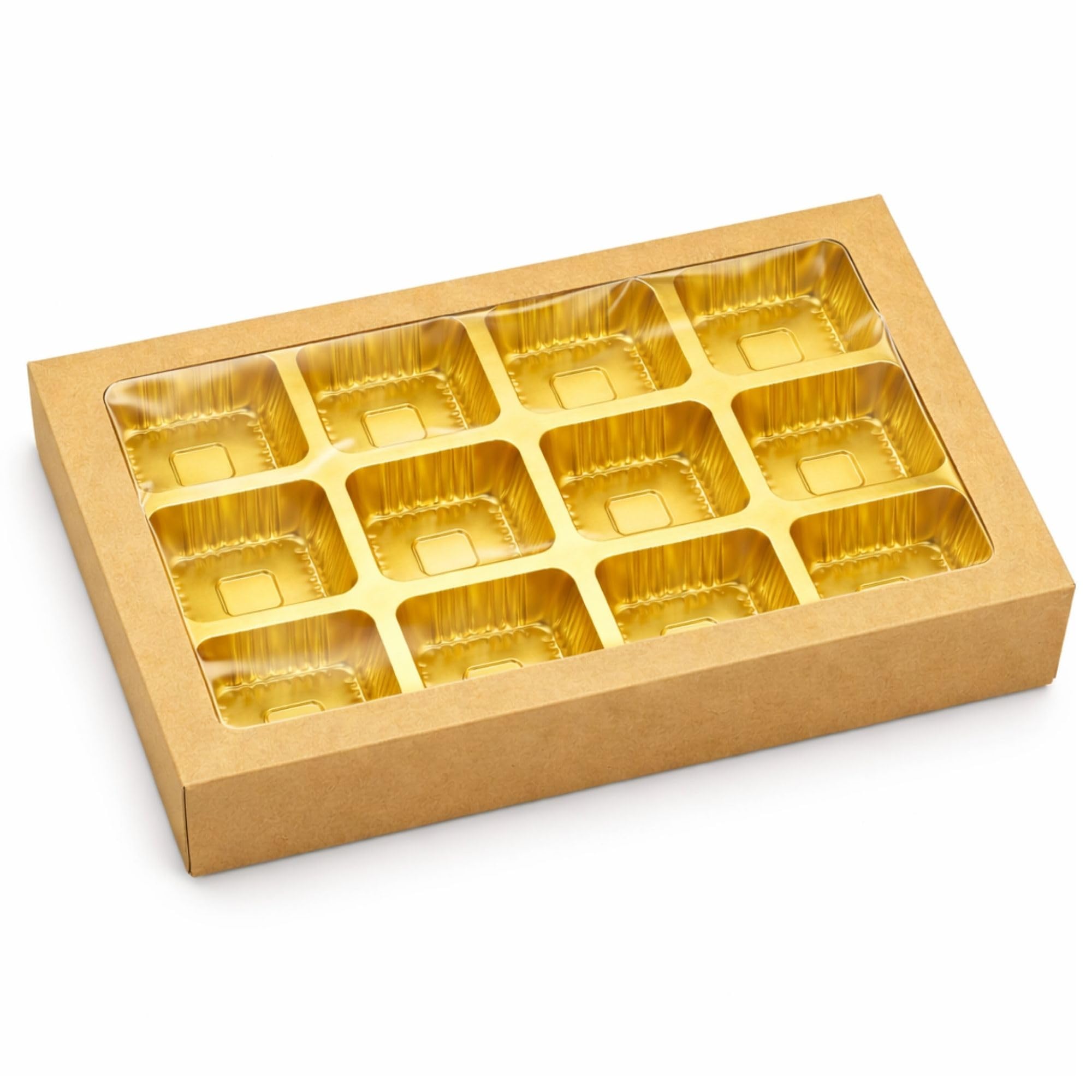 Pitaraa Junction Premium Brown Window Chocolate Box | 12-Cavity Kraft Packaging for Chocolates, Sweets & Gift Hampers | Sturdy Eco-Friendly Treat Box with Clear Window – 7.5 x 5.5 x 1.5 Inches (Pack of 10 Piece)-image-37