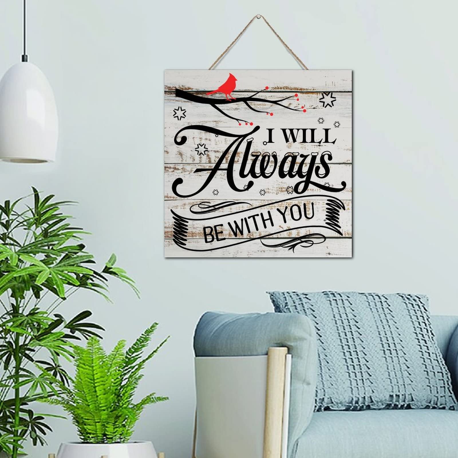 Décoration de maison plaque en bois rustique avec citation de deuil 30,5 cm