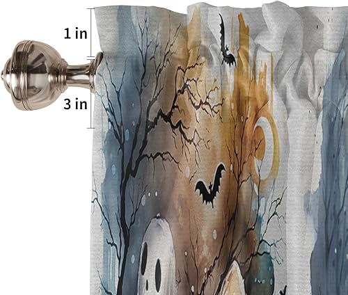 Miniatura 9 de Cenefa de ventana de Halloween para cocina, sala de estar, dormitorio, Jack Skellington y Sally, cortina de ventana para decoraciones y suministros