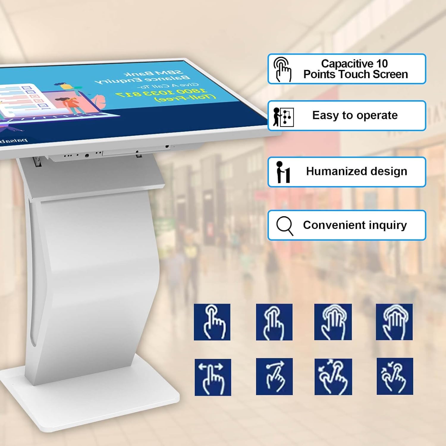 32" Touch Screen Monitor, K-Stand, 10-Point Screen with 1.07 Billion Colors, USB + HDMI Ports For Touch Connectivity, Perfect For Retail, Exhibition, Enterprise IT, Control Rooms & Industrial Use