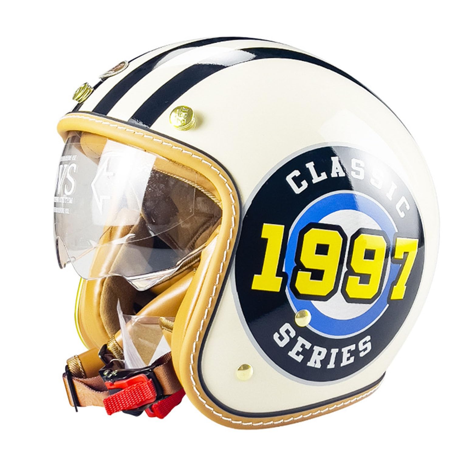 Casque moto jet vintage 3/4 contre les chocs et le vent avec calotin EPS taille XL