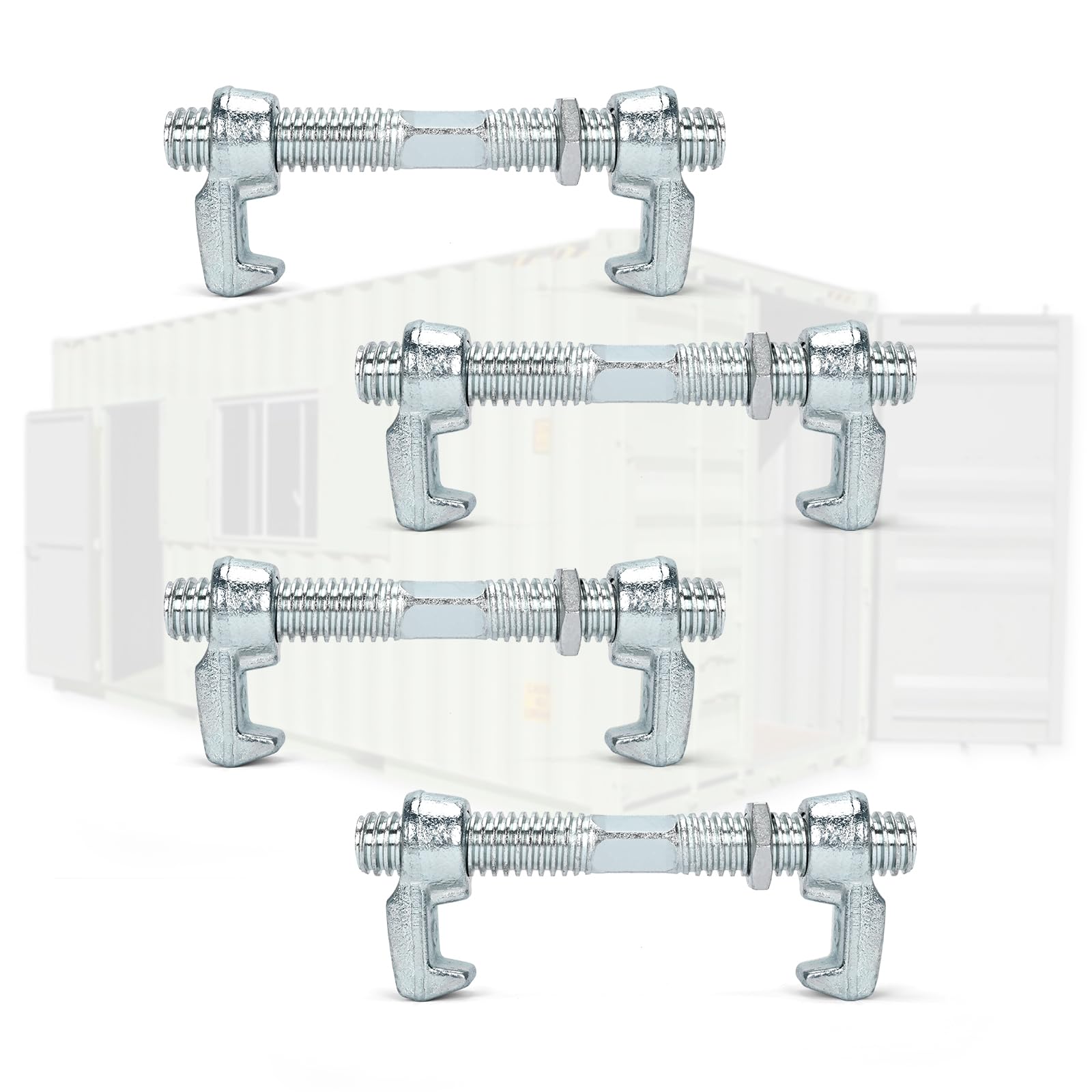 4 Pack Shipping Container Bridge Fitting Clamps, 280 mm Adjustable Galvanized Screw Clamp to Connect Shipping Containers Together Container Accessories Wheels Kit