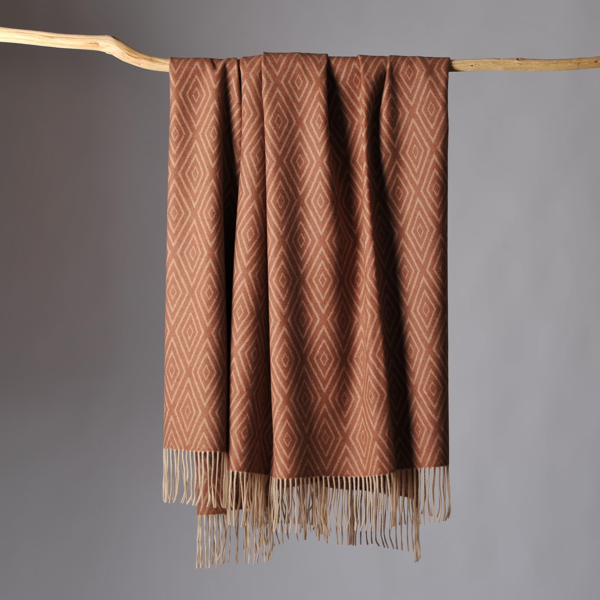 Photo 1 of CUDDLE DREAMS Premium Cashmere Throw Blanket with Fringe, Luxuriously Soft (Diamond Ochre)