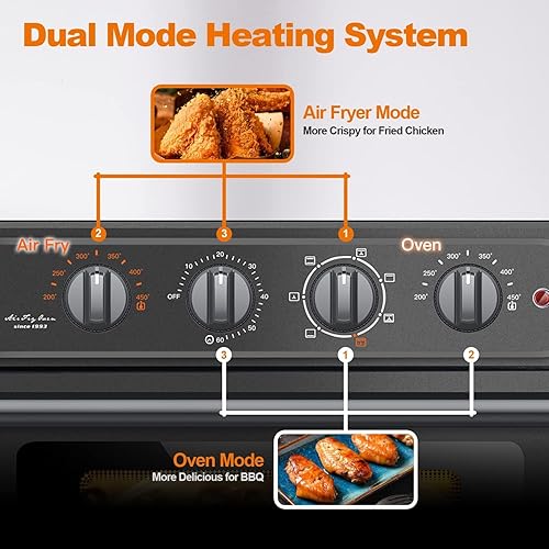 Miniatura 4 de WEESTA Combo de horno tostador y freidora de aire, freidora de aire grande de 24 cuartos de galón, horno tostador de convección 7 en 1 con freidora