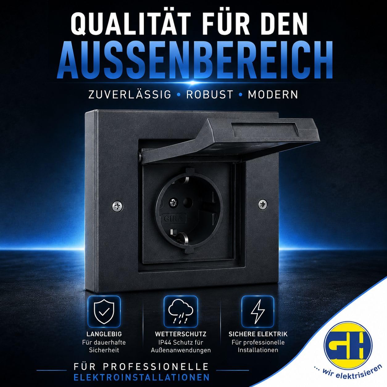 Gira TX44 Außensteckdose anthrazit 1-fach mit Rahmen, Dichtungsflansch & Montageset, IP44 Unterputz Steckdose für Außenbereich, wetterfeste Schuko Steckdose für Garten Terrasse Garage