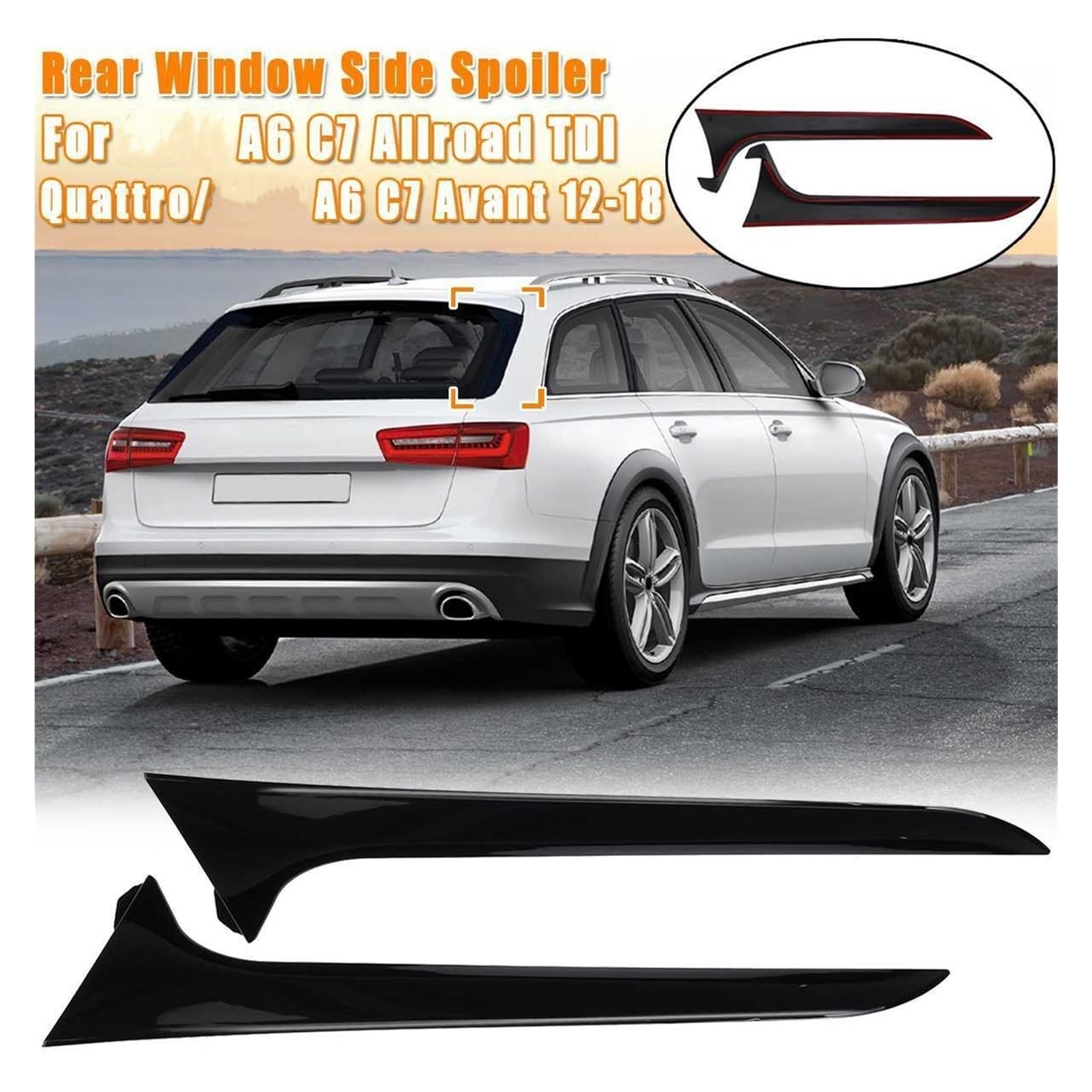 Para tylnego okna boczny spoiler Canard Canards Splitter, dla A6