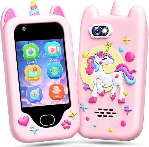 Miniatura 13 de Lapare Juguete de teléfono inteligente para niños para niñas, pantalla táctil de 2.8 pulgadas con doble cámara, juego, reproductor de música,