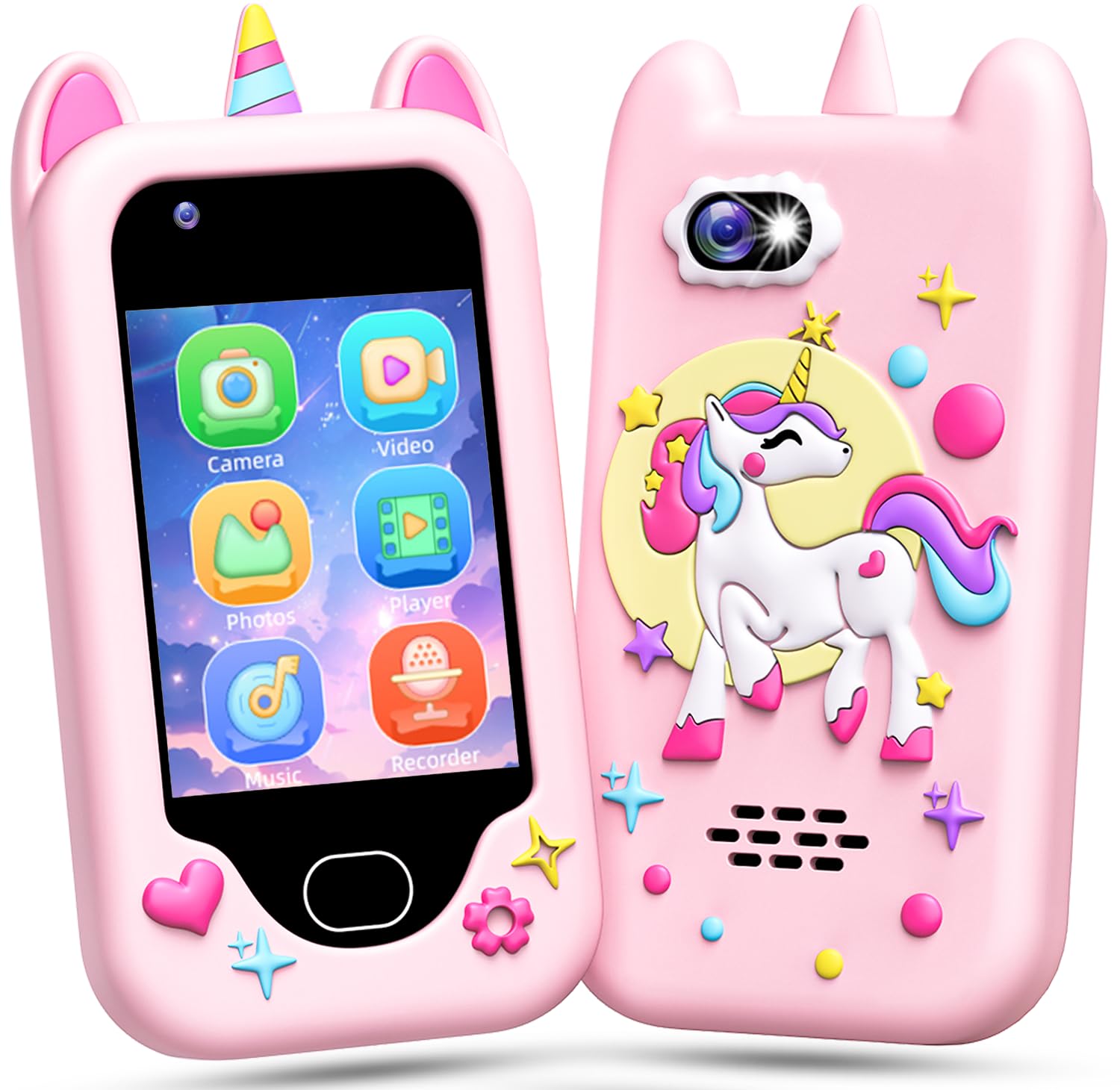 Lapare Kids Smart Phone Toy for Girls, 2.8" Touchscreen Cell Phone Learning Toy with Dual Camera, Game, Music Player and More, Perfect Christmas