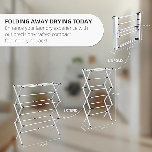 Miniatura 4 de Estante de secado de ropa plegable, estante de secado de ropa plegable para secar al aire, diseño de ahorro de espacio para ropa interior y exterior