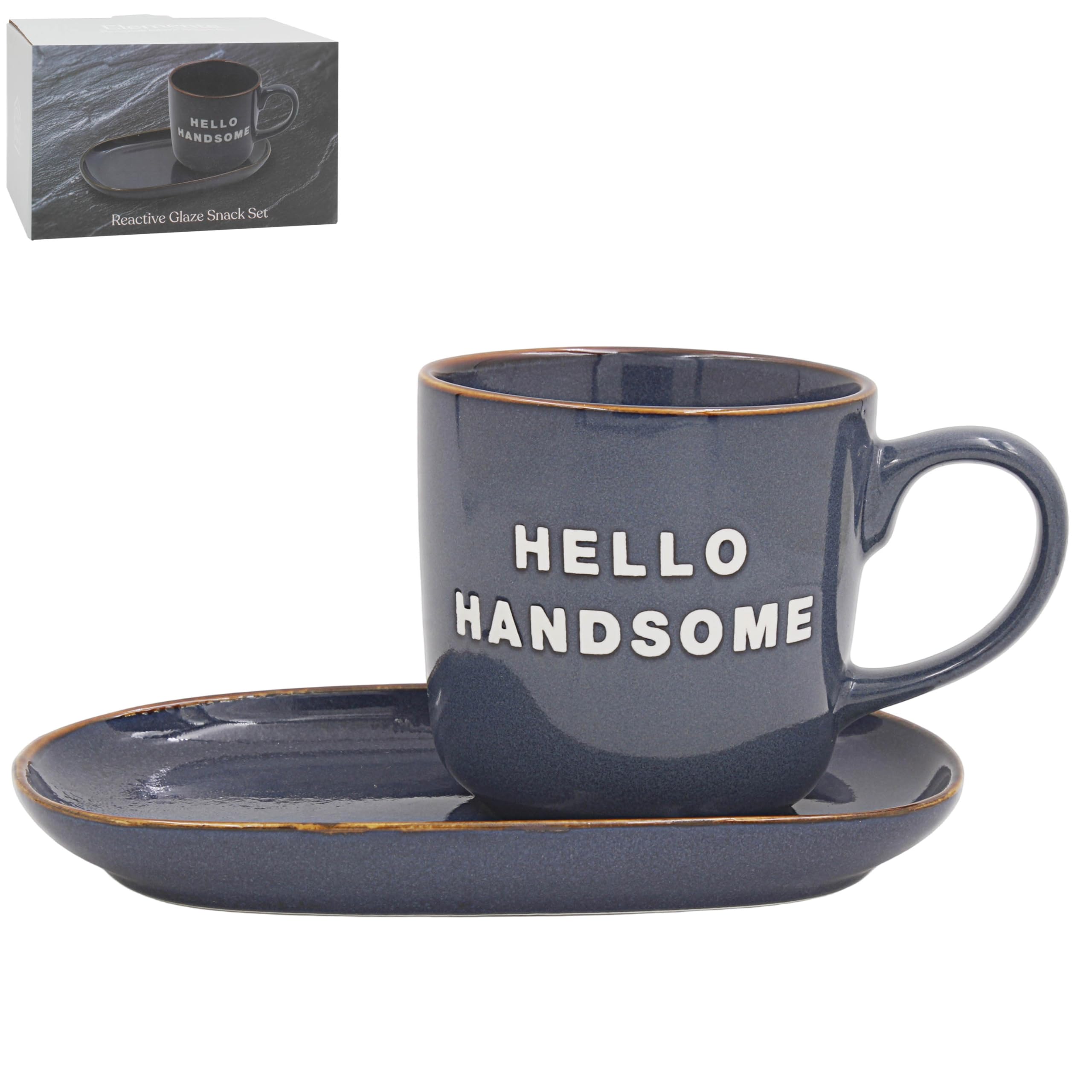 Lesser & Pavey Just Saying Hello Handsome Reactive Glaze Snack Set