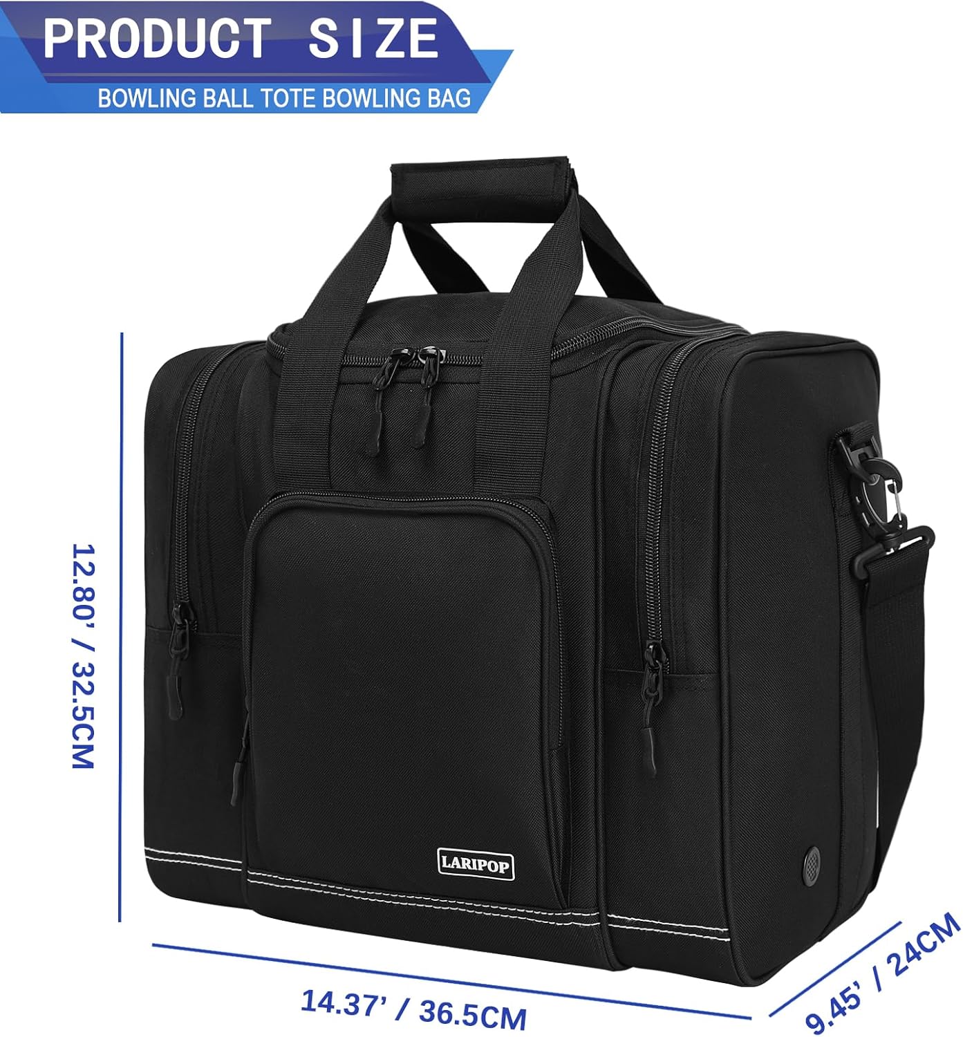 LARIPOP Bowling Ball Bag, Single Bowling Tote with Padded Ball Holder, Ventilated Shoe Pocket & Adjustable Shoulder Strap for Adult Bowlers Men Women