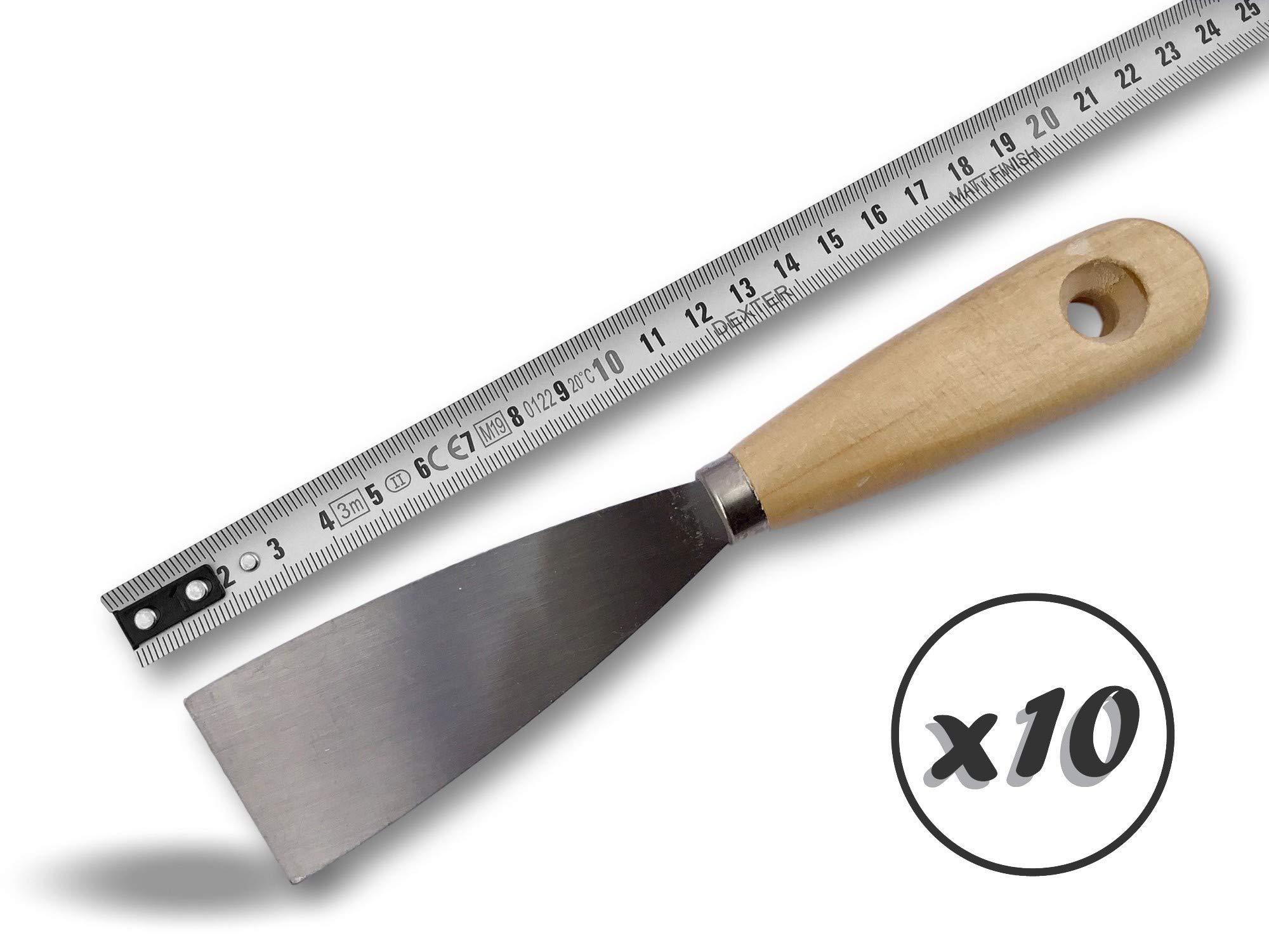 Kibros Lot 10 couteaux à enduire acier poli spatule grattoir 40 mm