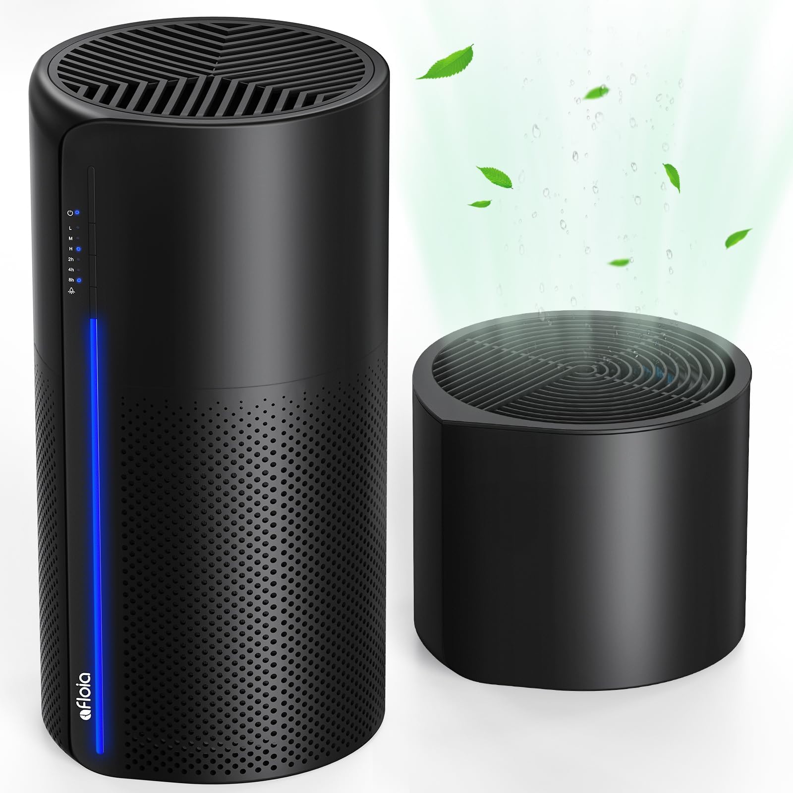 Afloia Air Purifier with Humidifier Combo, 2 in 1 3-Stage Filters for Bedroom Pets Hair Smoker Odors, Evaporative Humidifier, Auto Shut Off, Quiet Air Cleaner with Seven Color Light, Black