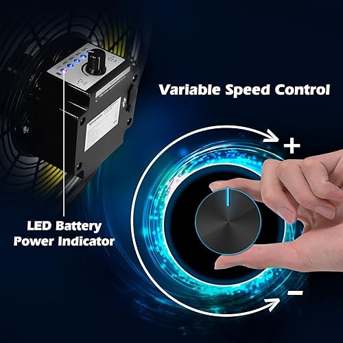 Miniatura 4 de Ventilador de piso recargable de 16 pulgadas, hasta 30 horas de ventilador al aire libre, ventilador alimentado por batería de 15000 mAh para