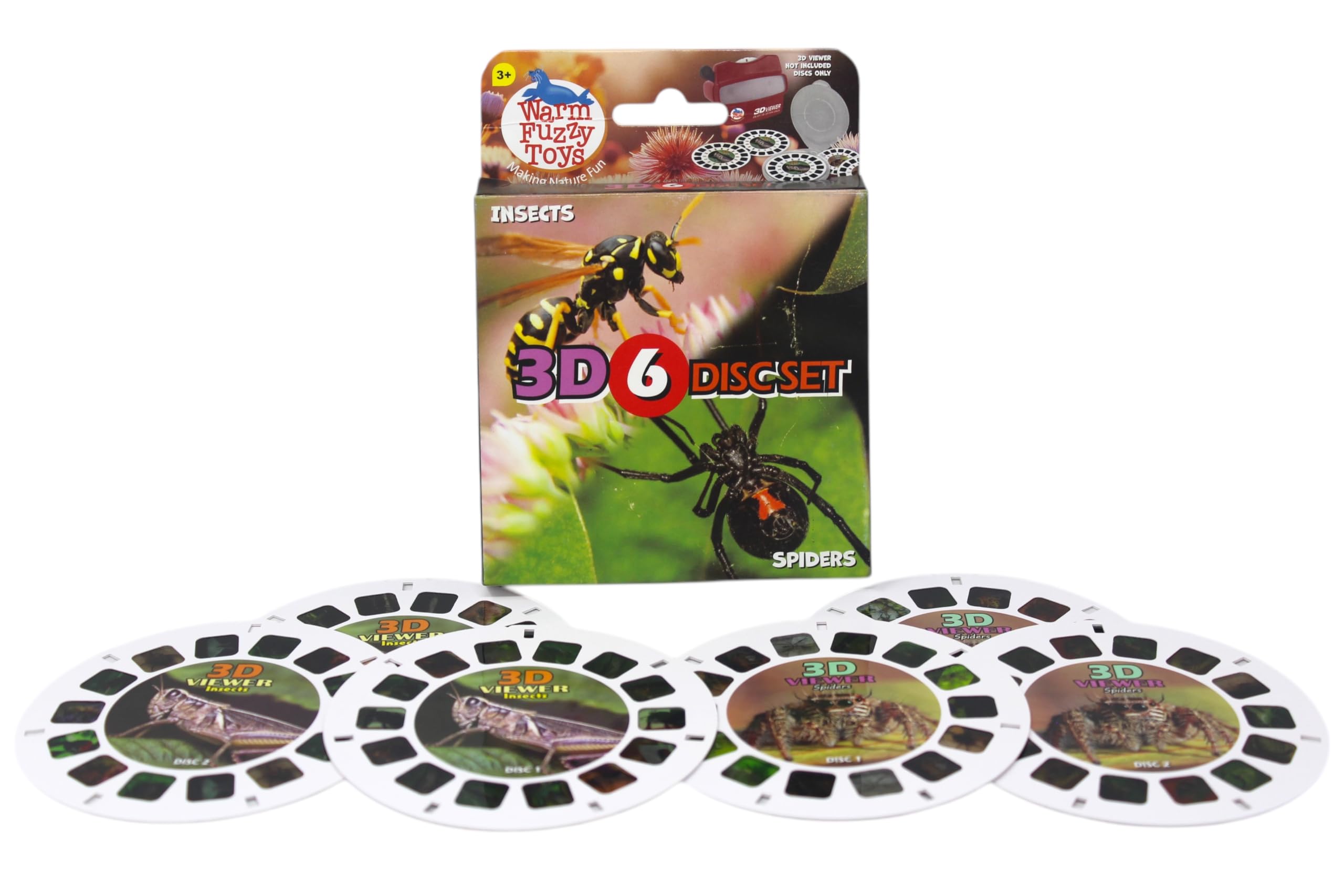 WARM FUZZY Toys Insects and Spiders Reels for Viewfinder - Viewfinder Reels for Kids & Adults, Classic Toys, 3D Reel, Retro Toys, Contains 6 Slides with 42 High Definition 3D Images