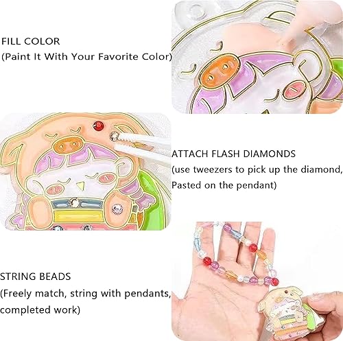 Miniatura 3 de Juego de manualidades y manualidades de pintura de cristal, kit de colgante de cristal, pintura de cristal de bricolaje, kits de arte y manualidades