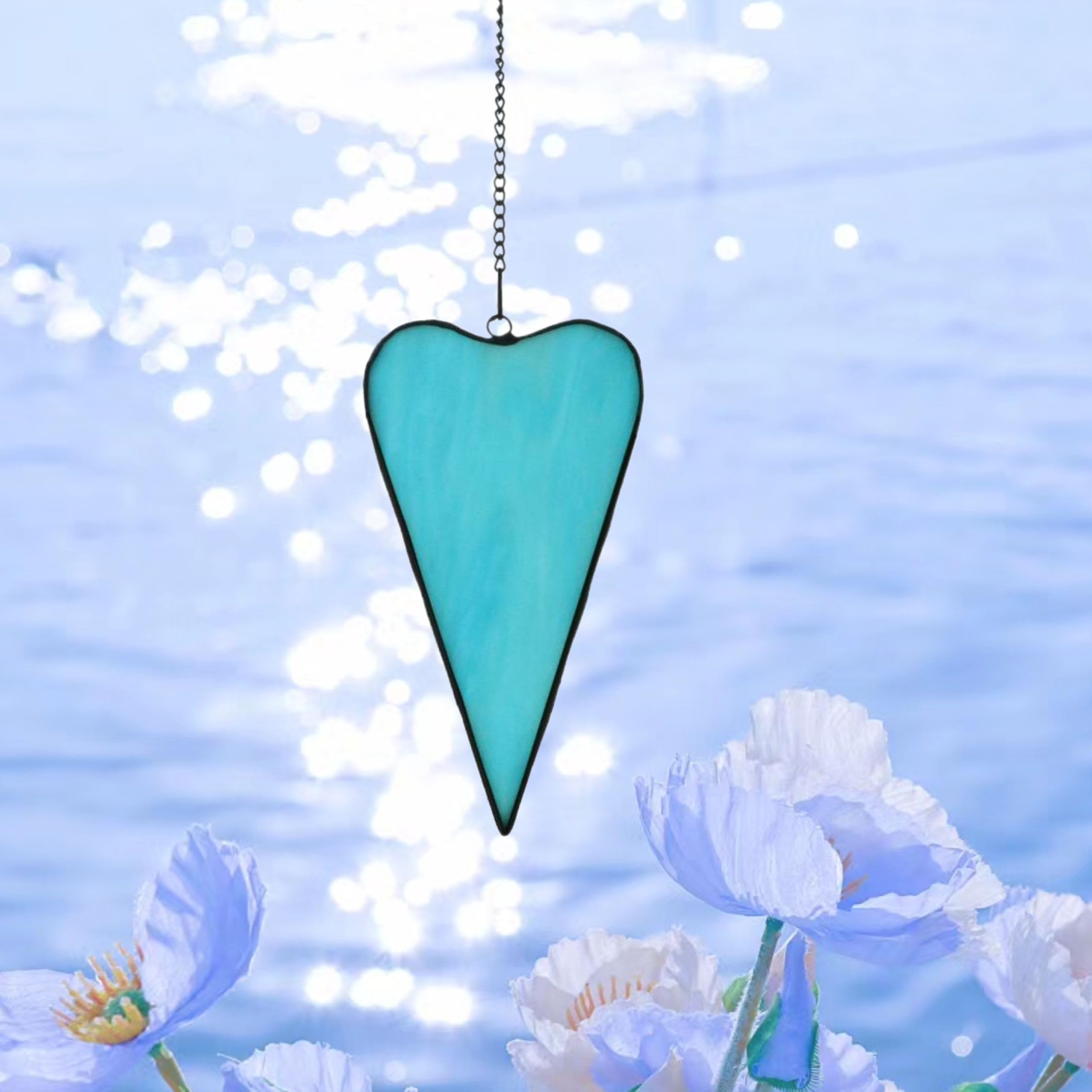Herzförmiger Sonnenfänger Aus Glas – 31 Cm Länge, 5 Cm Breite, Bunte Lichtreflexe Für Fenster & Garten