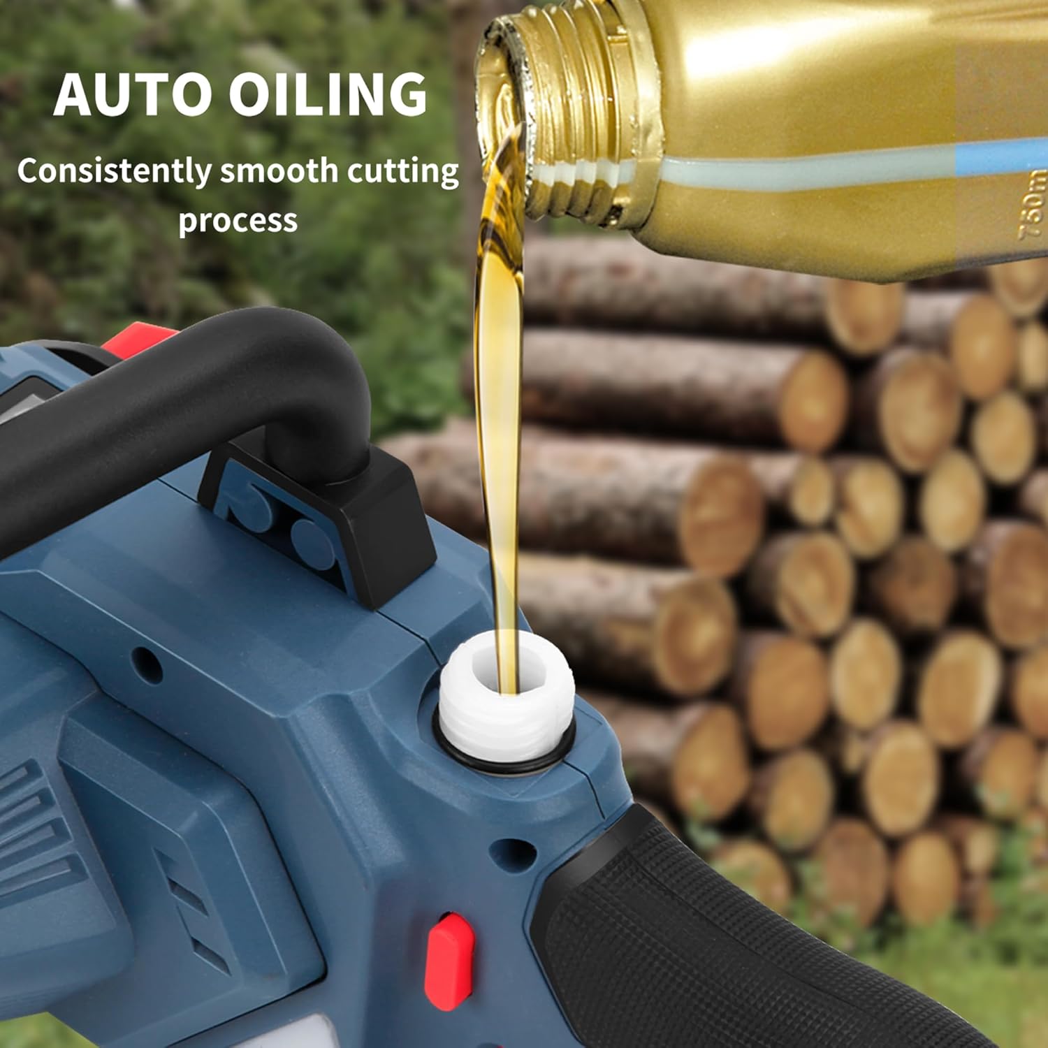 12" Electric Chainsaw Cordless, Brushless Battery Powered Chain Saw with 2 x 4.0Ah batteries, Auto Oiler, Tool-free Chain Tension, Handheld Mini Chainsaw for Wood Cutting Tree Trimming Branch Pruning - Image 8