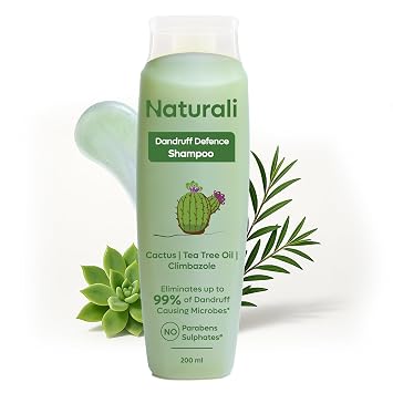 Naturali Australian Tea Tree Non-Drying Dandruff Defence Shampoo 200 ml | Removes Dandruff from Source | Soothes Itching, Irritation | Strong & Smooth Hair | For Men & Women | No Sulphate No Paraben