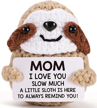 MBL Mom Birthday Gifts from Daughter - Funny Gifts for Mom Christmas Birthday Mothers Day from Daughter Son, Small Cute Crochet Sloth for Mother Mama Mommy I Love You Sloth Much