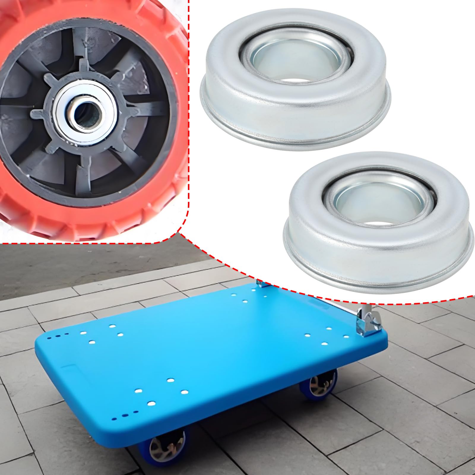 YINETTECH 8pcs Heavy Duty Trolley Bearings Wheel Bearings OD 35mm ID16mm H12mm for Most Models of Heavy Duty Trolley Silver - Image 2