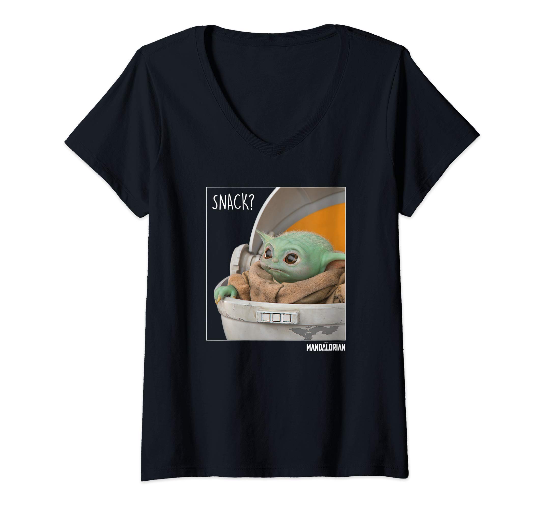 Womens Star Wars The Mandalorian The Child Snack Time V-Neck T-Shirt