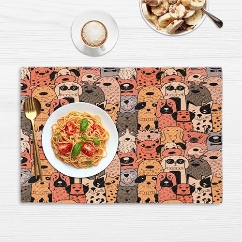Miniatura 6 de Dog Cute Decor Placemats Set of 4 Table Mats Washable Placemat Waterproof Place Mats for Party Home Dining Table Decor 18x12 in