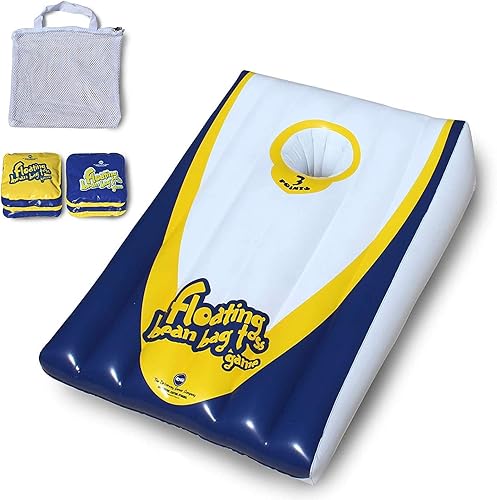 Drive Way Games - Juego de cornhole flotante. Tabla inflable para lanzar maíz y bolsas de frijoles flotantes para piscina, lago, agua
