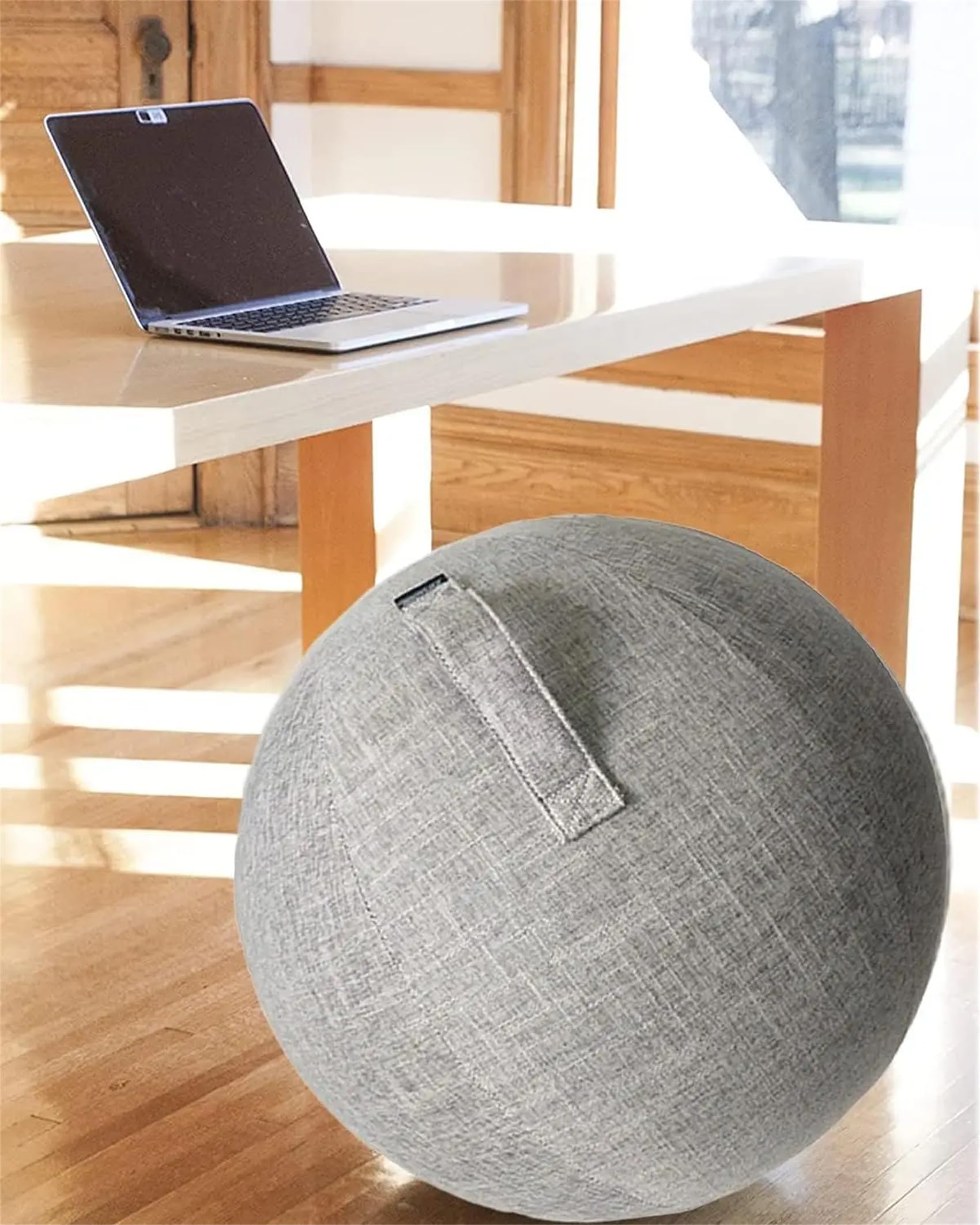 Housse Ballon Gym 55/65/75cm Housse Ballon de Exercice Housse De Swiss Ball Ballon Bureau Anti-saleté Durable Housse De Protection Antidérapante,Argent,65cm