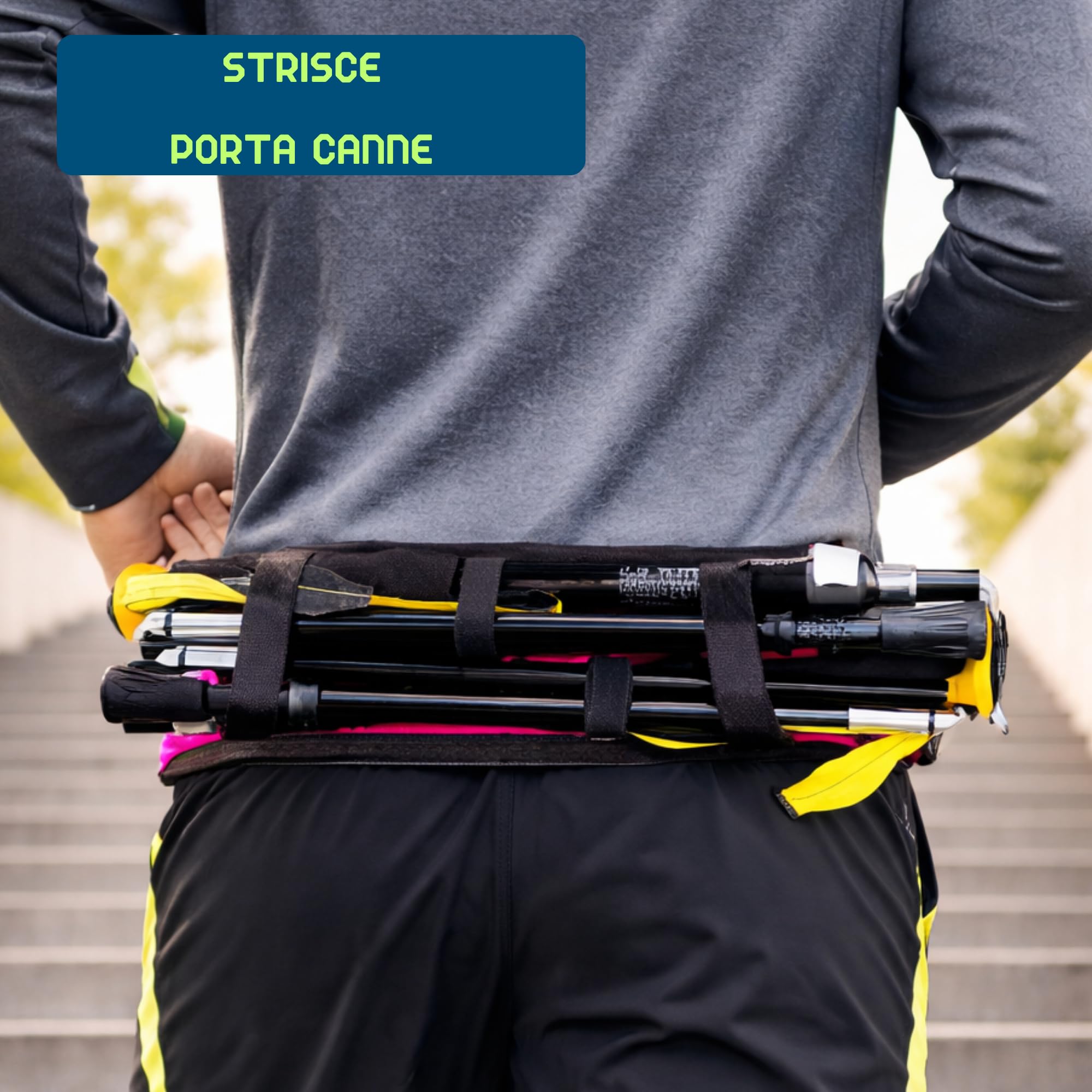 YUME Marsupio Running con 3 tasche + portaborraccia - Marsupio corsa per uomo e donna (NEGRO, M)