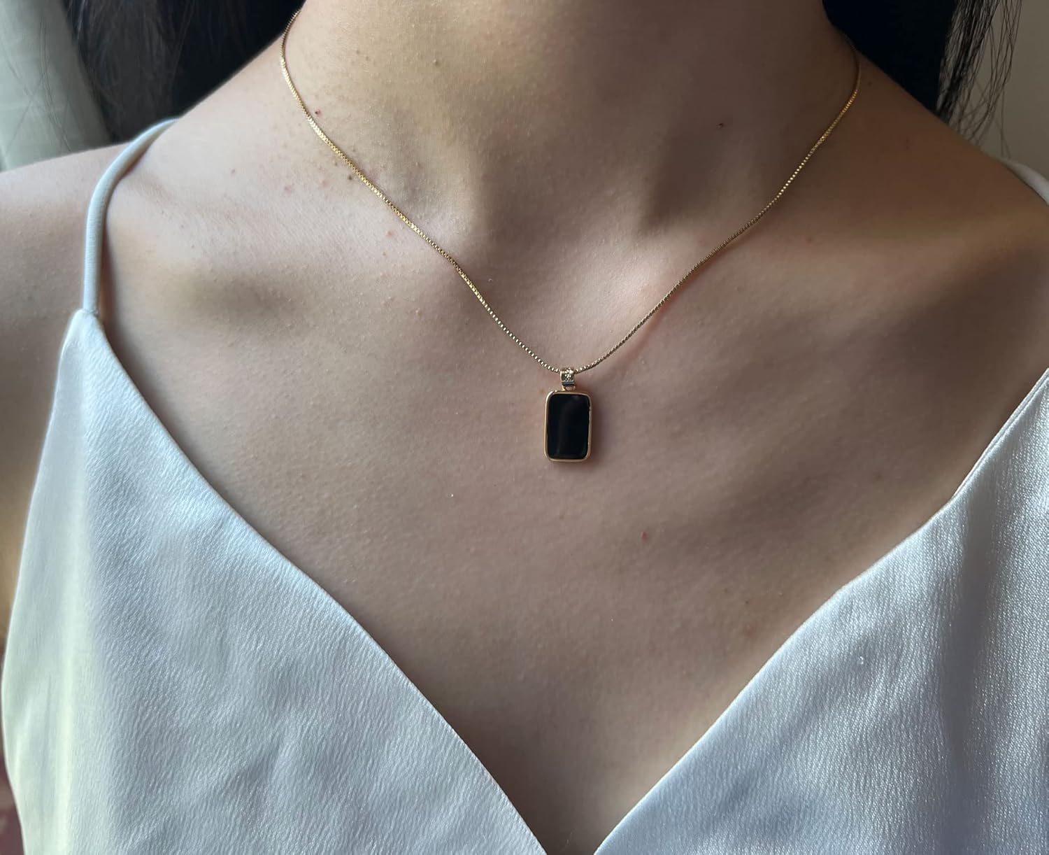 Simple Elegant Black Square Pendant Necklace Chain for Women for Women Lady Wife Wedding Birthday Party Prom - Image 4