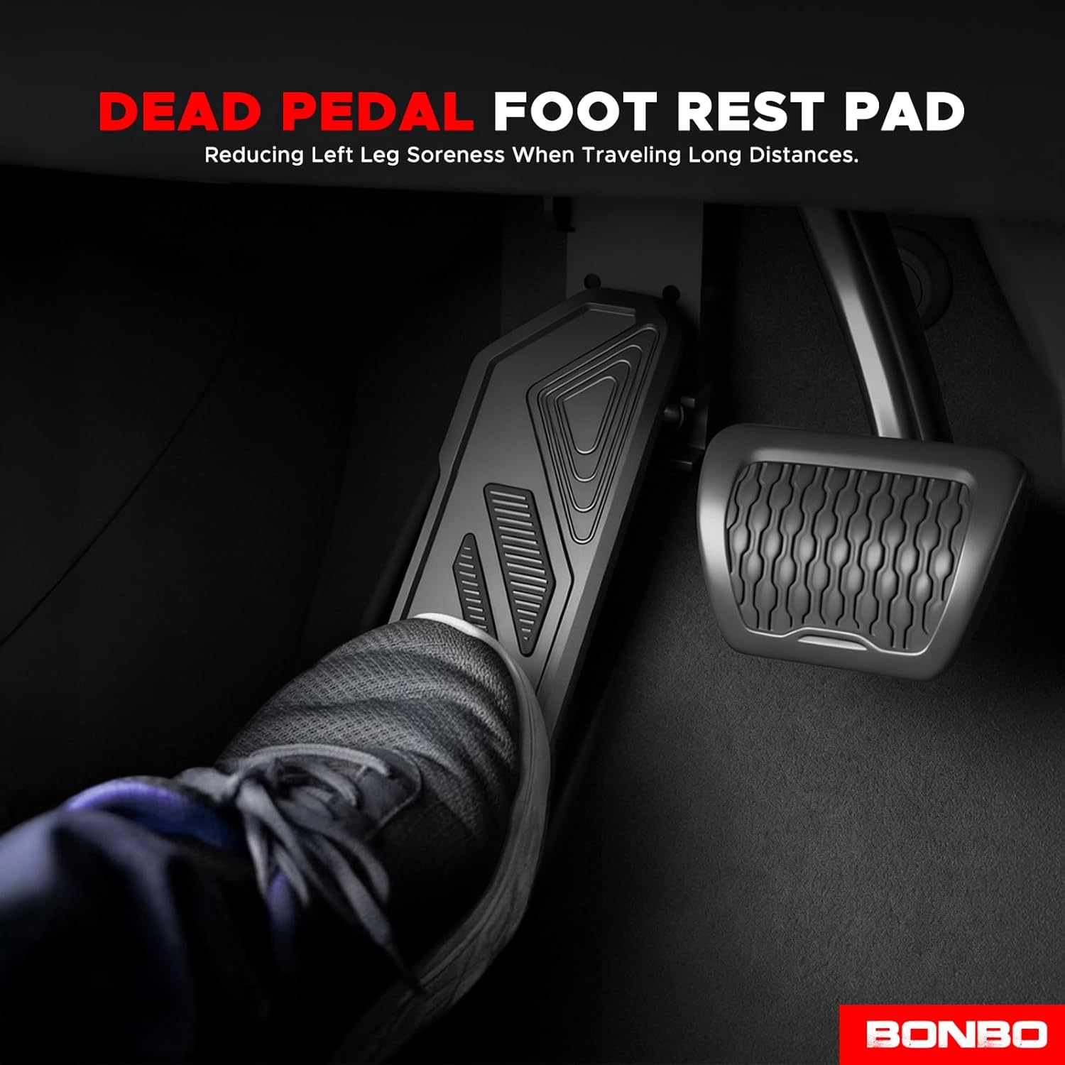 Dead Pedal Driver Foot Rest Pad - Left Side Kick Panel Adjustable Anti-Slip Thickened No Drilling for 2007-2018 Jeep Wrangler JK ＆ 2018-2022 Wrangler JL 4XE Gladiator JT