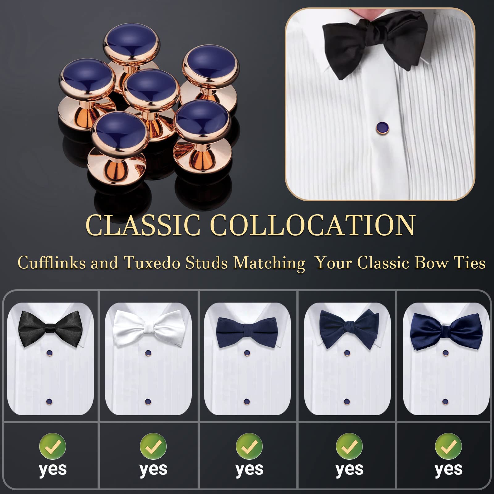 HAWSON Clous et boutons de manchette personnalisés pour chemise de smoking pour homme (2+4/2+6)