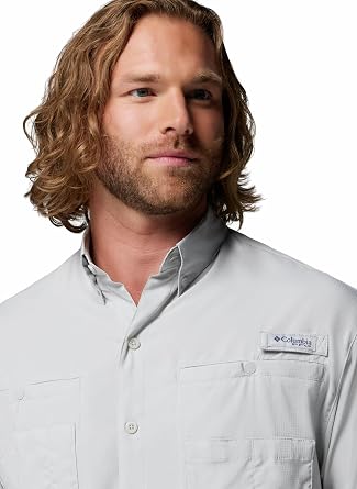 Columbia Men's PFG Tamiami II Long Sleeve Shirt, Cool Gray, Large