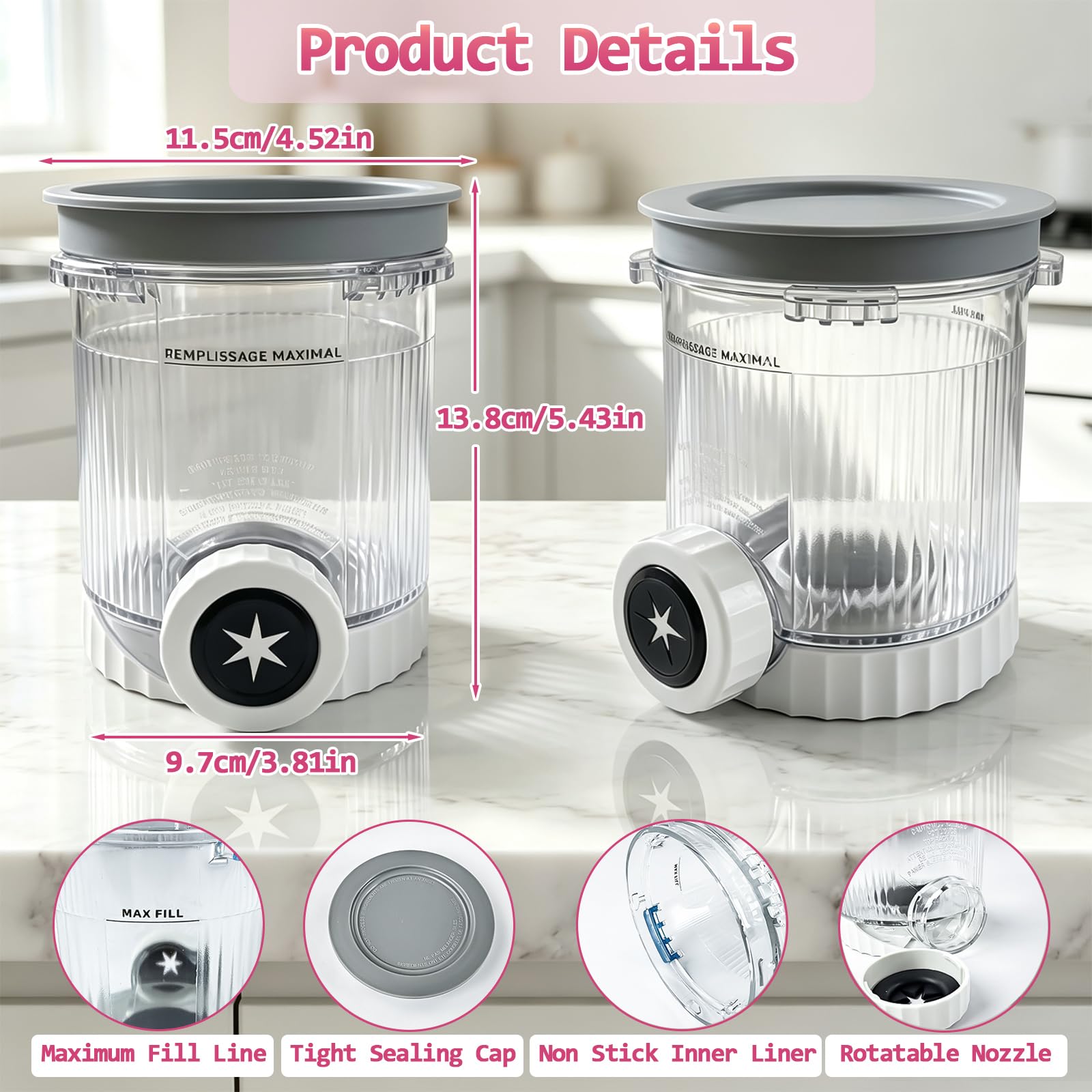 4 Stück Behälter für Ninja Creami Swirl, 480 ML Eiscremebehälter Eismaschine Zubehör mit NC700 NC701 EU Serie Eisbehälter Spülmaschinenfest und BPA-frei(4-teiliges Set-Grau+Blau+Grün+Rosa)