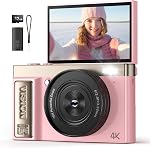 Digital Camera 4K for Photography Vlogging: 64MP Cameras for Video - 16X Zoom Photo Camera Gifts for Teens Ages 8-18 - 180°Flip Screen Compact Cámara - Point and Shoot Digital Cameras for YouTube