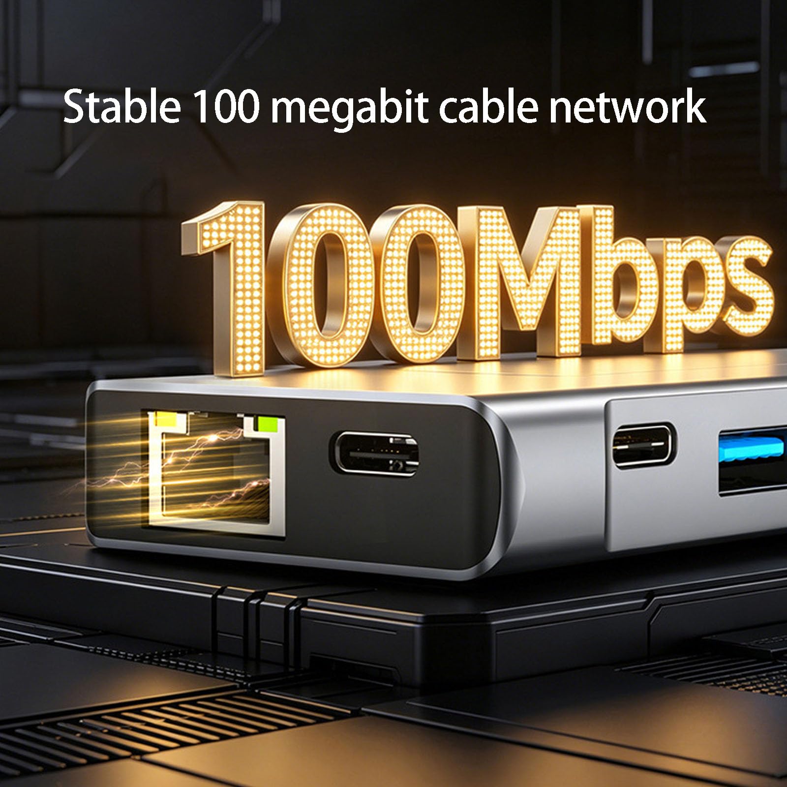 Concentradores USB C con almacenamiento de 100 W de potencia, salida de video 4K, transferencia rápida de datos para PC, laptop, base de múltiples puertos