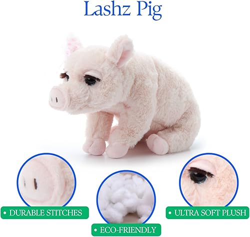 Miniatura 6 de The Petting Zoo, Lash'z - Peluche de cerdo, regalos para niñas, juguete de peluche de cerdo de 12 pulgadas