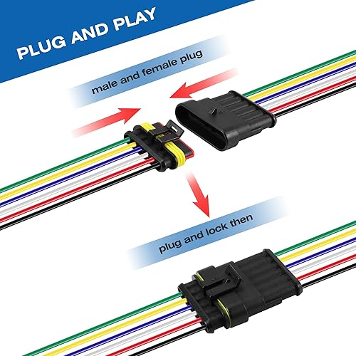 Miniatura 4 de RDBS Kit de 5 conectores de cable eléctrico de 6 pines, enchufe macho y hembra impermeables de 6 vías para automóvil, camión, motocicleta, barco