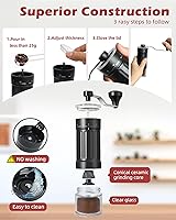 Vista 5 de GCCTXC Manual Coffee Grinder with Ceramic Burr Handheld Hand Crank Espresso Grinder for Coarse Drip Fine Pour Over French Press Small Portable for