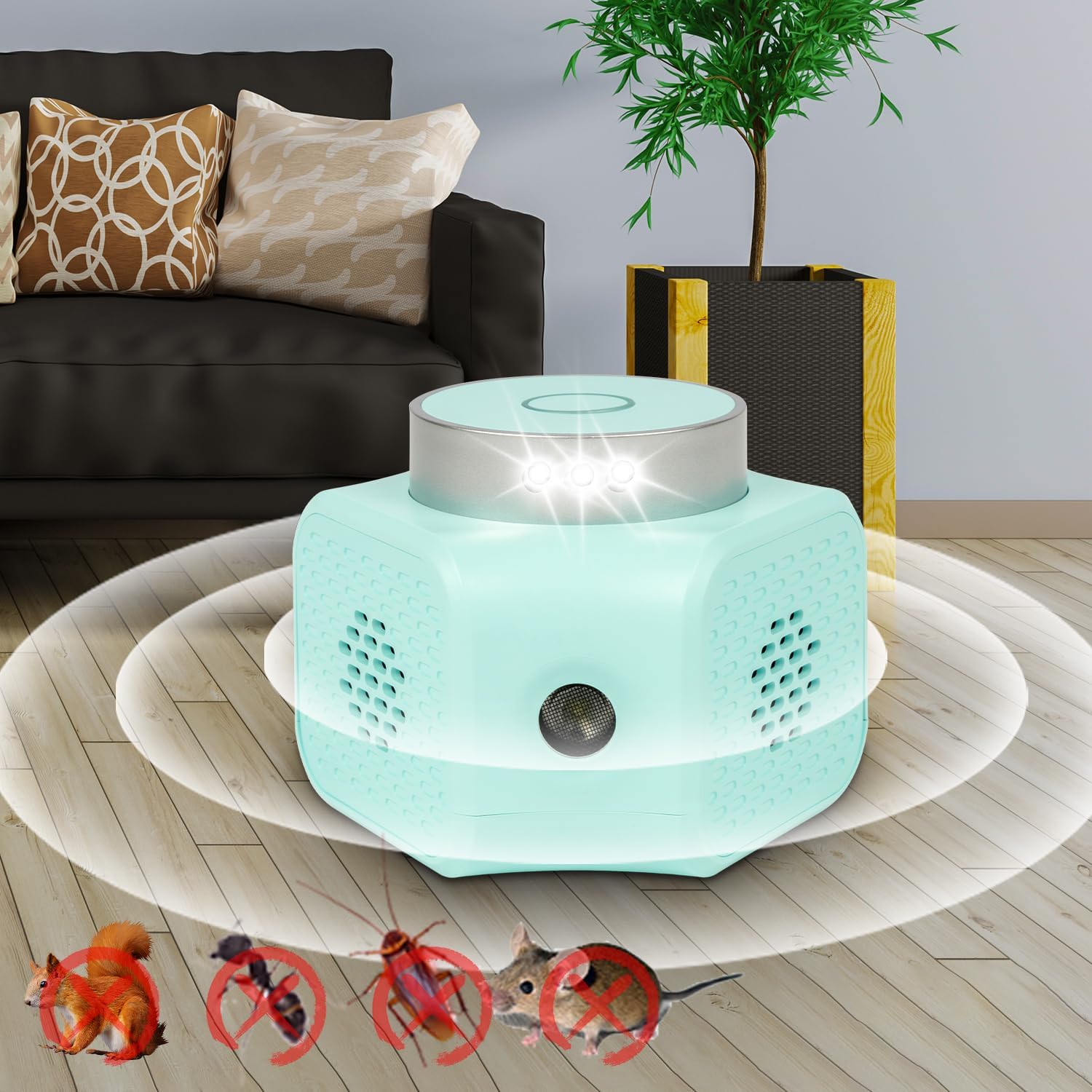 Rodent Repellent Ultrasonic Plug in - Squirrel Deterrent, Mouse Deterrents, Rodent Repellent Indoor - Squirrel Repellent for Attic Garage RV - Rat Repellent Ultrasonic - UR02 Light Blue - Image 2