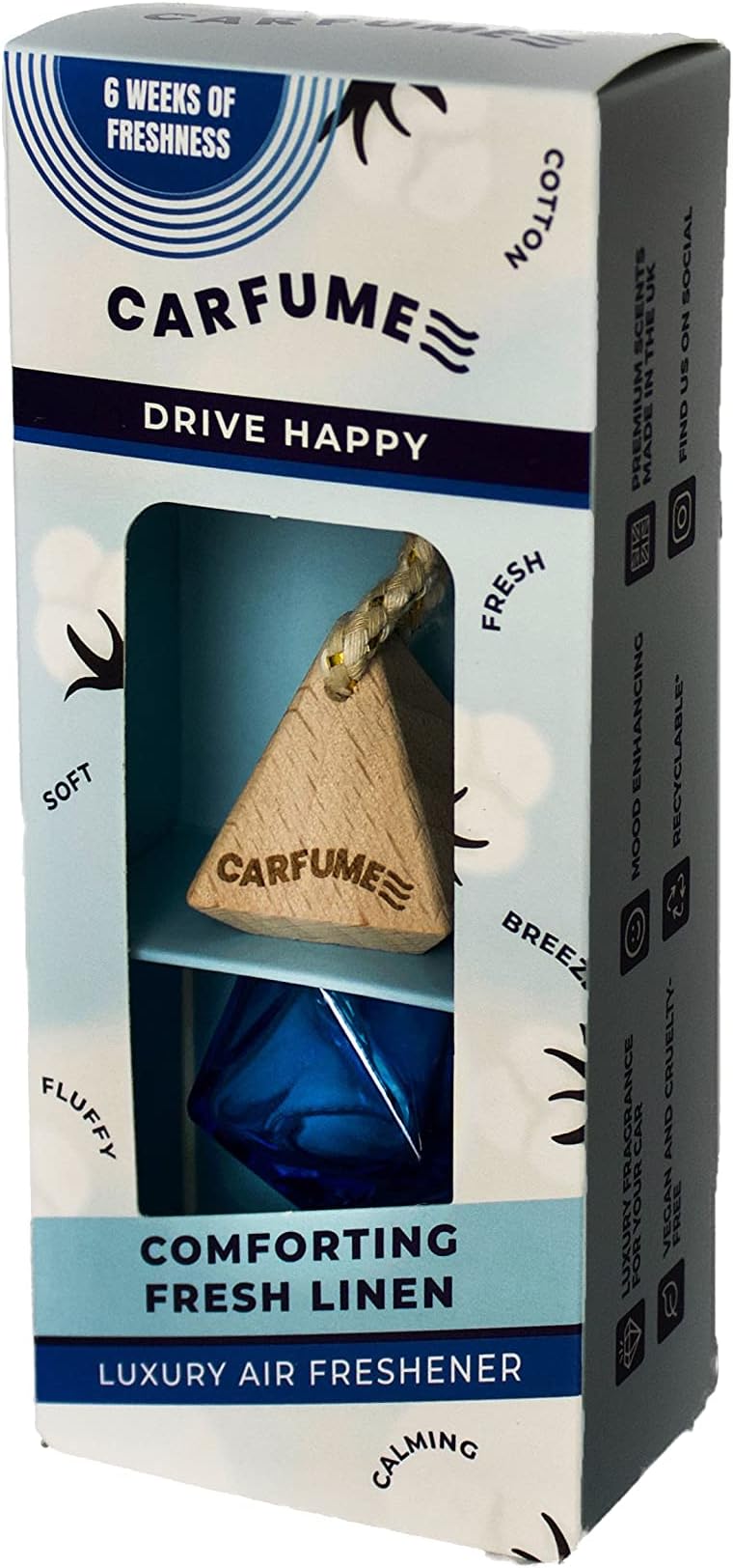 Carfume | Traditional | Comforting Fresh Linen Scent | Car Air Fresheners to Level Up your Driving Experience & Drive Happy