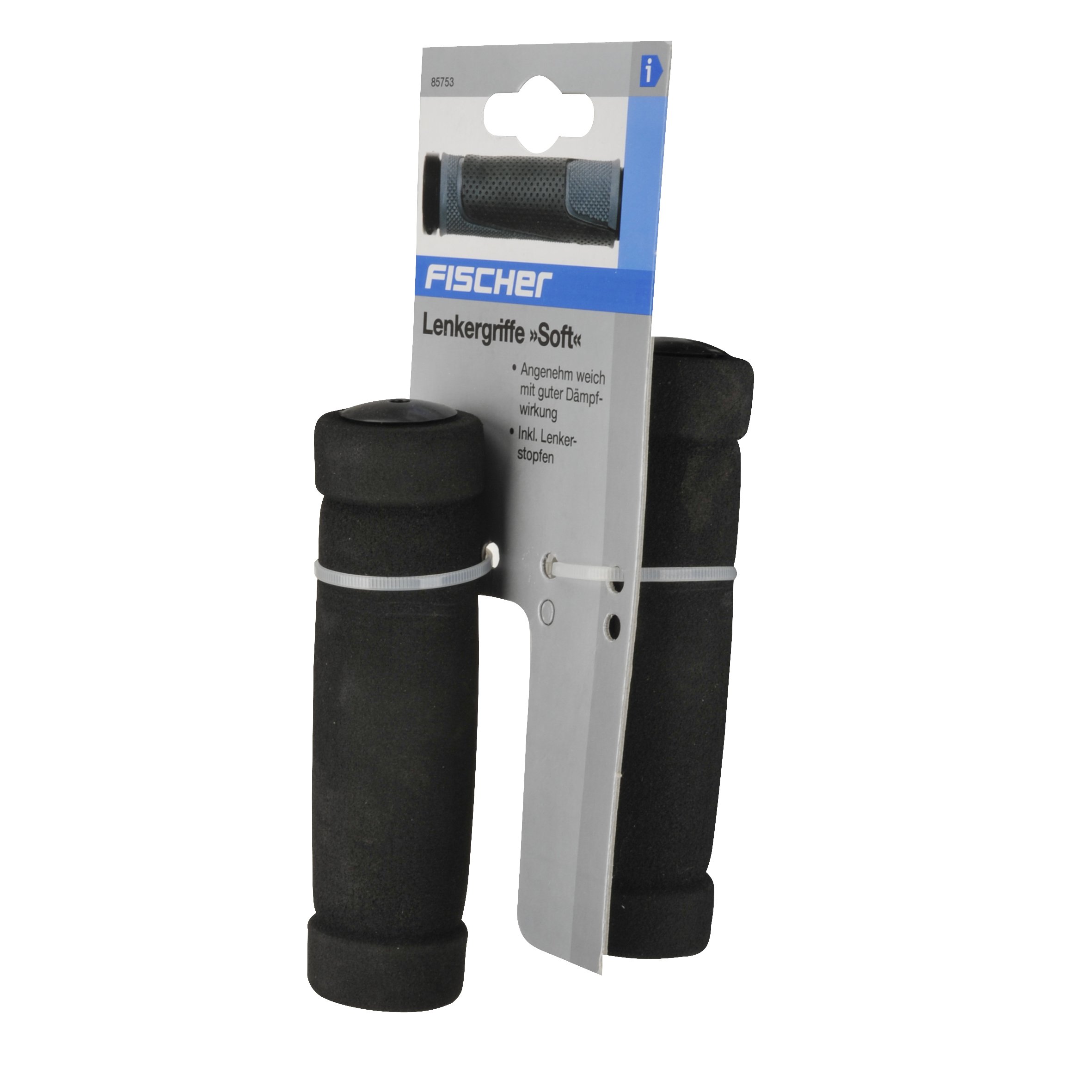 Fischer 85753 Soft uchwyty na kierownicę rowerową, czarne, rozmiar uniwersalny