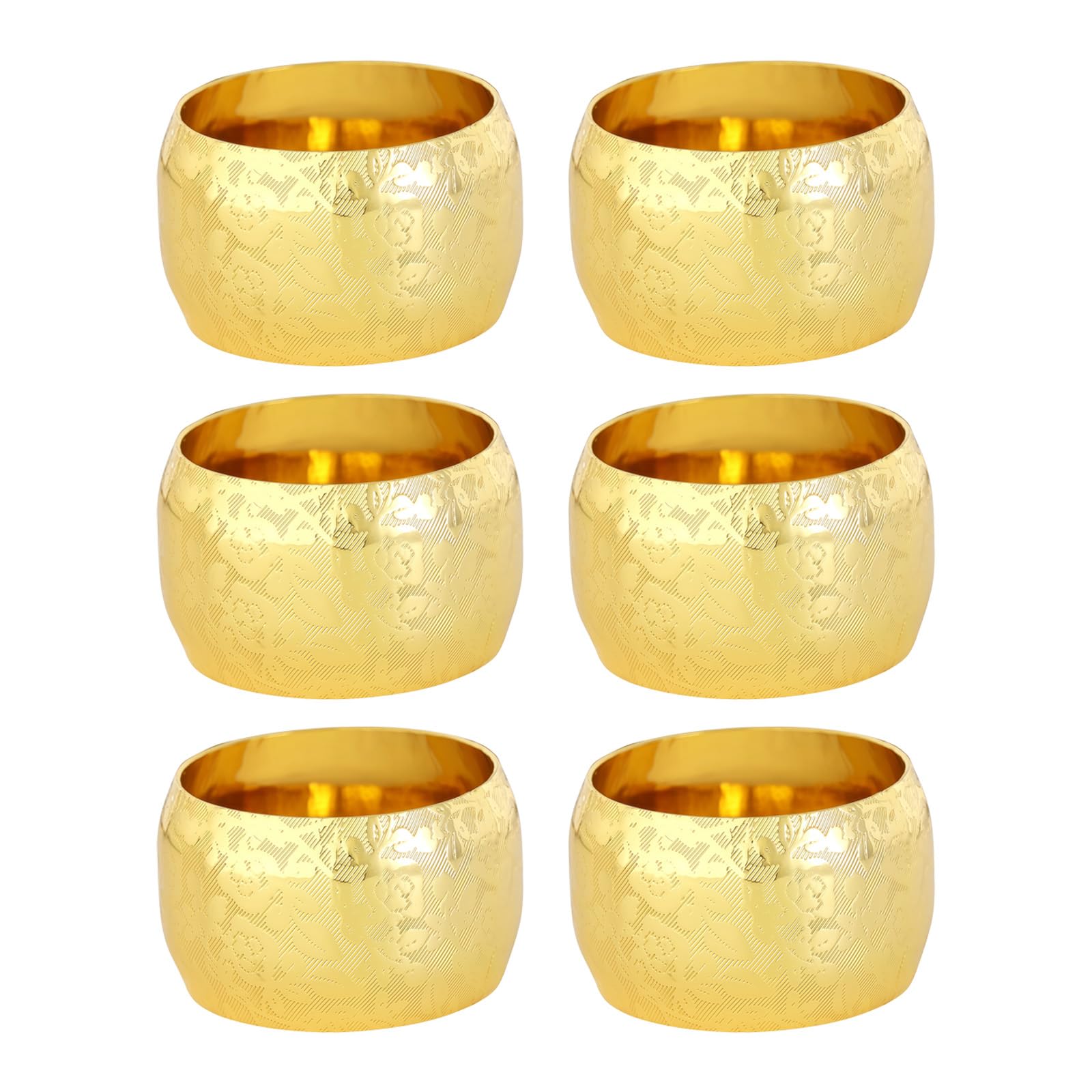 Of 6 Elegant Metal Napkin Rings with Raised Floral Pattern Serviette Holders for Formal Dining and Special Event Metal Napkin Clip
