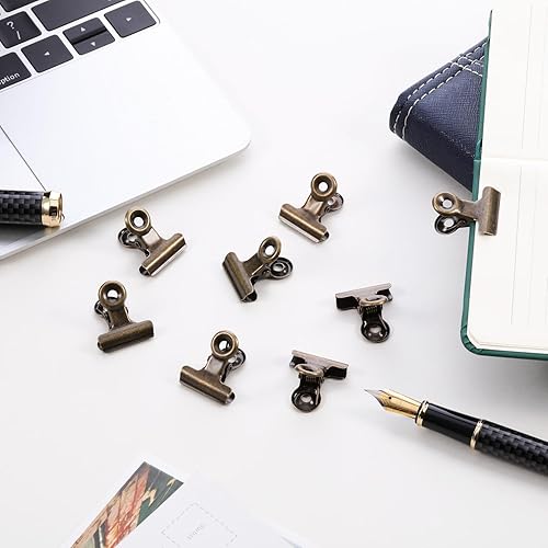 Miniatura 6 de Boao 100 clips de metal de bronce cian, pequeños clips de metal de bronce cian a granel para fotos, mapas, dibujos, obras de arte, papeles, etiqueta