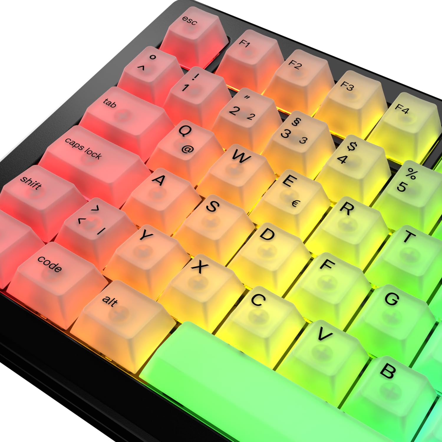 GLORIOUS Gaming - GLORIOUS Polychroma RGB Keycaps, lichtdurchlässig, für mechanische 100%-, 75%- 65%- und 60%-Gaming-Tastaturen, Windows & macOS - Deutsche QWERTZ-Belegung