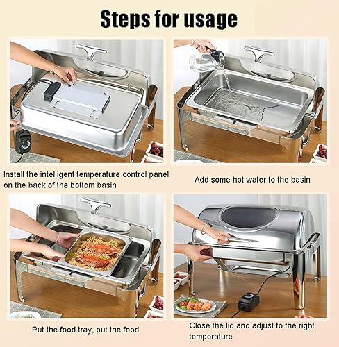 Miniatura 7 de Calentador de alimentos, recipiente de calentamiento de acero inoxidable de 9L13L, plato de roce de alimentos, calentador eléctrico de alimentos