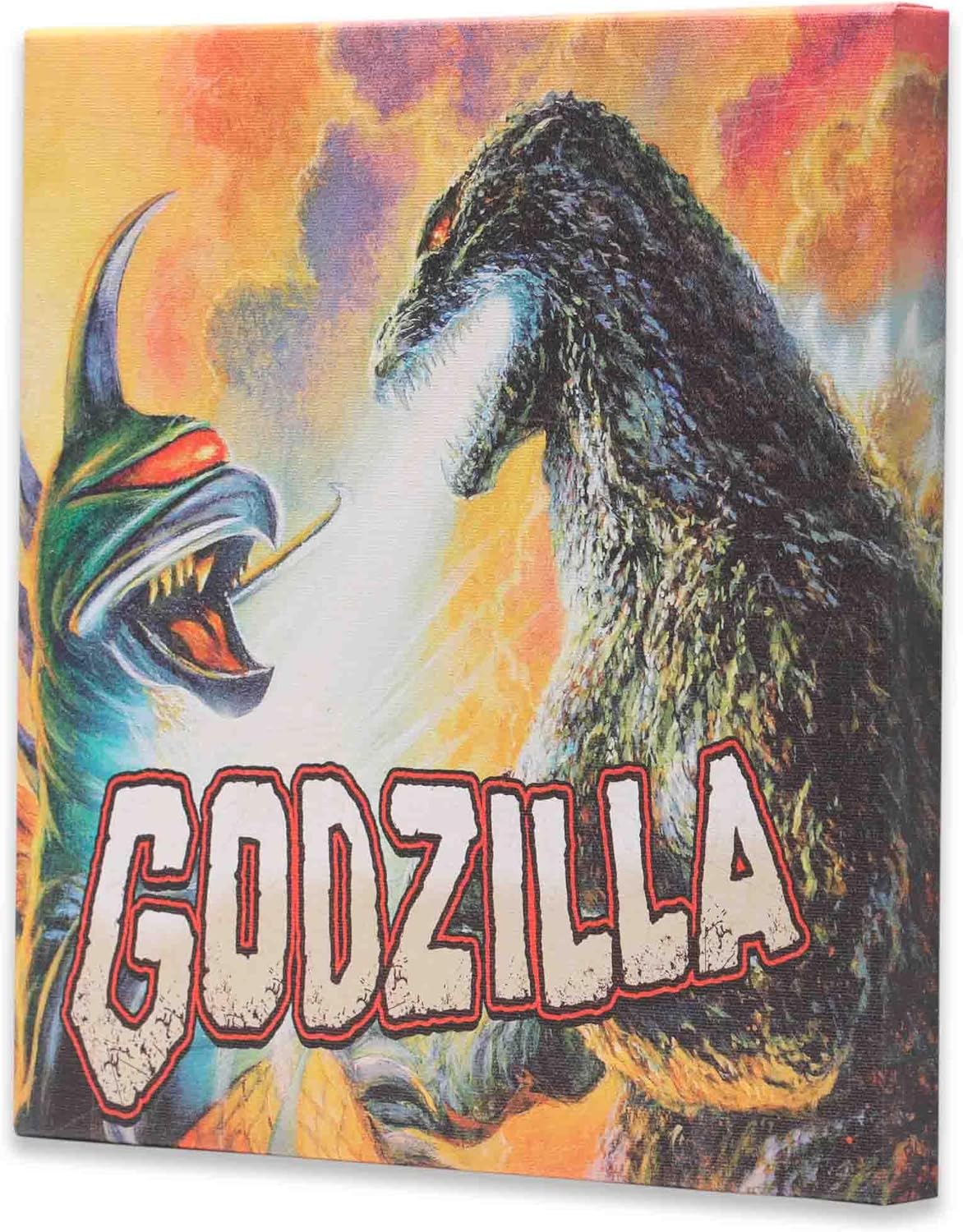 Open Road Brands Godzilla vs. Gigan Fiery Gallery Wrapped Canvas Wall Decor - Fun Godzilla Wall Art for Man Cave or Movie Room